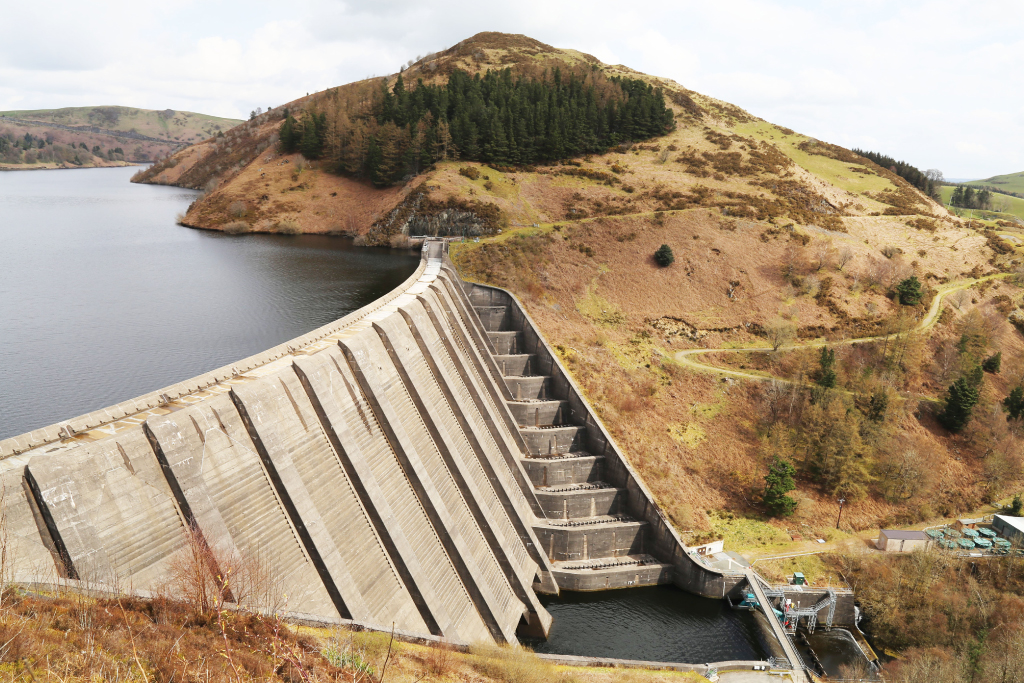 Llyn Clywedog reservoir in Powys, Wales UK