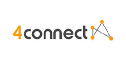 4Connect logo with orange and dark gray text, featuring a connected dot network graphic