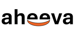 Aheeva company logo with stylized orange smile design
