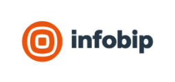 Infobip logo with bold dark text and an orange circular geometric icon