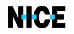 NICE logo with bold black letters connected by blue rectangular bars