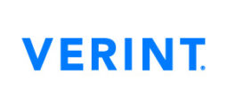 Verint logo in bold blue uppercase text on a white background